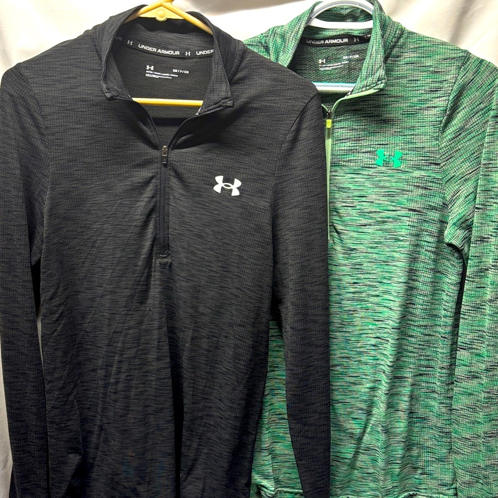 Under Armour Men's Black and Green Quarter-Zip Pullovers